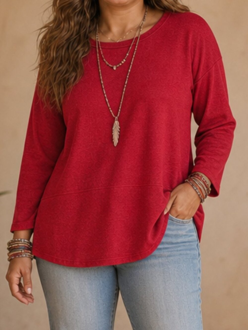 Liz Claiborne Comfy Cozy Casual marled red sweater top medium